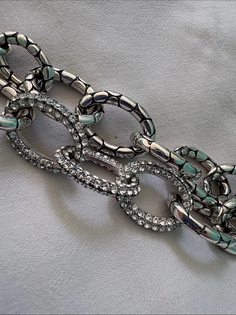 Brighton Silver Necklace with Turquoise Inlay and Crystal Links